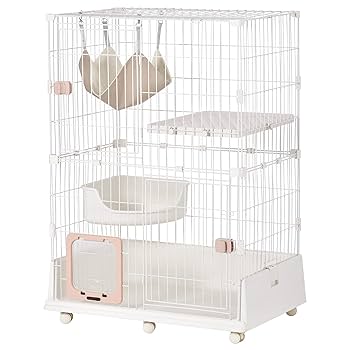 新品　キャットケージ　キャスター付き　ペットケージ　ホワイト　多機能 新品 キャットケージ キャスター付き ペットケージ ホワイト